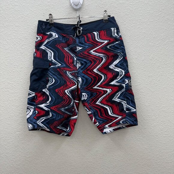 Volcom Volmericana Red White Blue 4th of July Boardshort Swim Trunk Mens size 30 - Picture 1 of 10